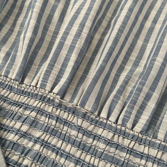 Max Studio Smocked Striped Cotton Summer Boho Hilo Midi Dress With Pockets XL - Picture 9 of 11